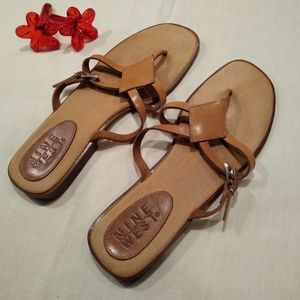 NINE WEST leather and canvas strappy sandals size 7.5